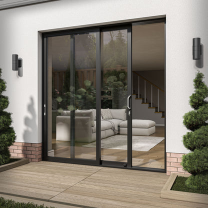 Matt Black Aluminium Clear Glass External Sliding Patio Door (122103)