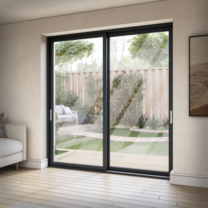 Matt Black Aluminium Clear Glass External Sliding Patio Door (122103)