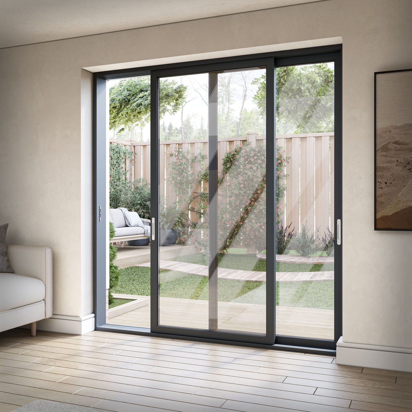 Matt Black Aluminium Clear Glass External Sliding Patio Door (122103)