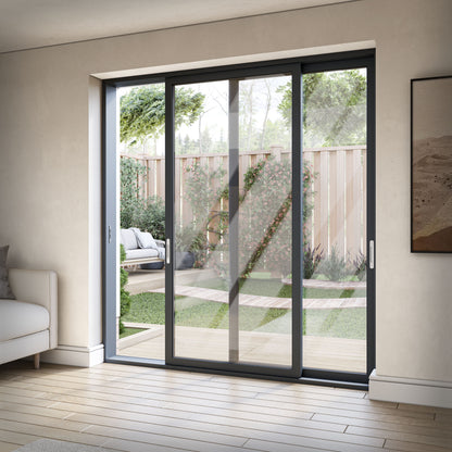 Matt Black Aluminium Clear Glass External Sliding Patio Door (122103)