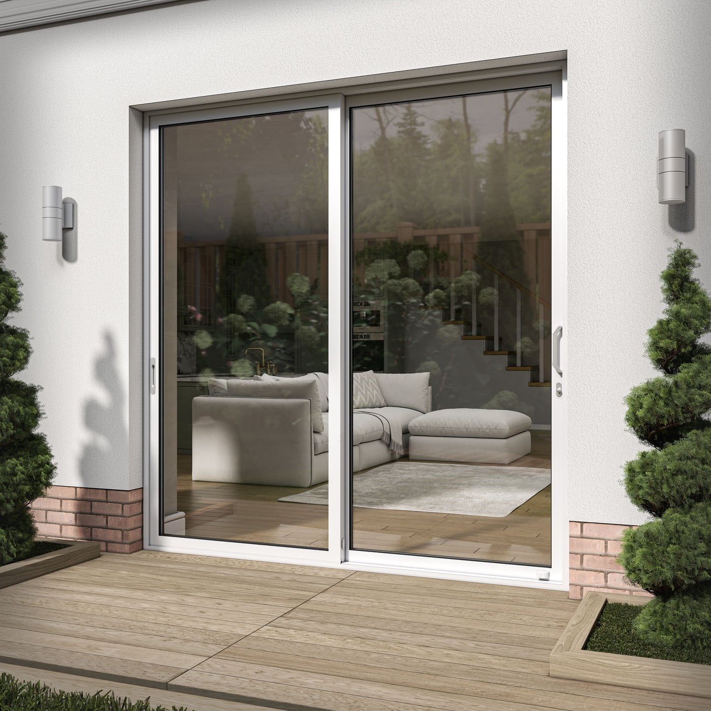 White Aluminium External Clear Glass Sliding Patio Door (122105)