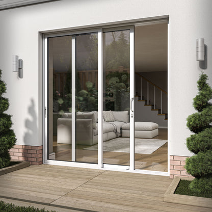 White Aluminium External Clear Glass Sliding Patio Door (122105)