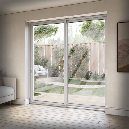 White Aluminium External Clear Glass Sliding Patio Door (122105)