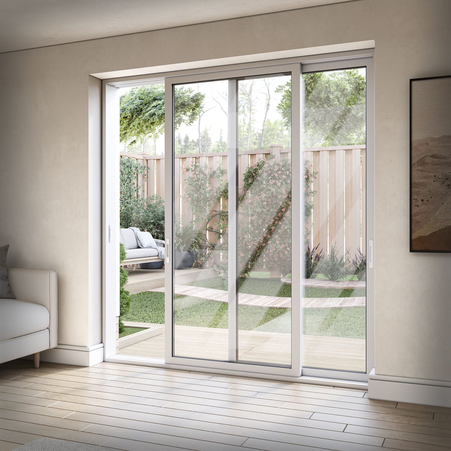 White Aluminium External Clear Glass Sliding Patio Door (122105)