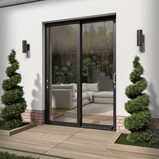 Matt Black Aluminium Clear Glass External Sliding Patio Door (122103)