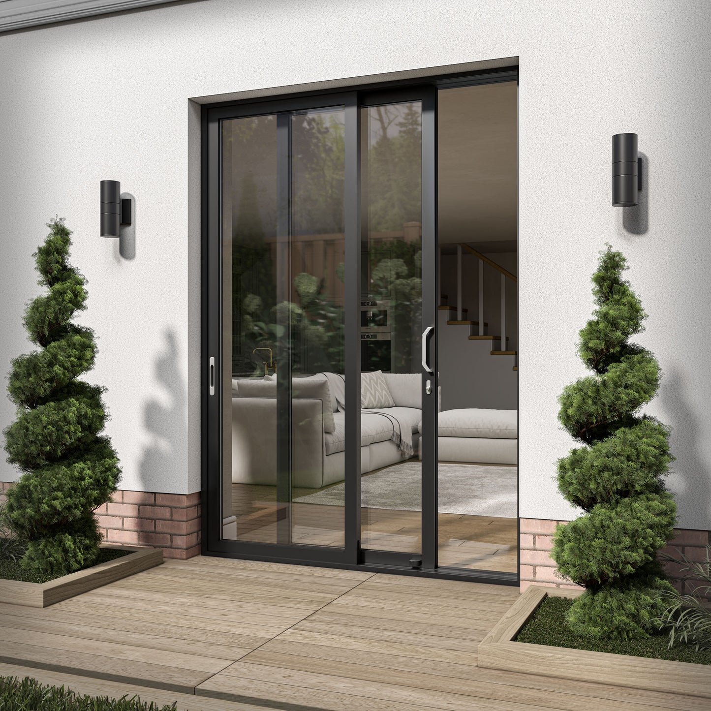 Matt Black Aluminium Clear Glass External Sliding Patio Door (122103)