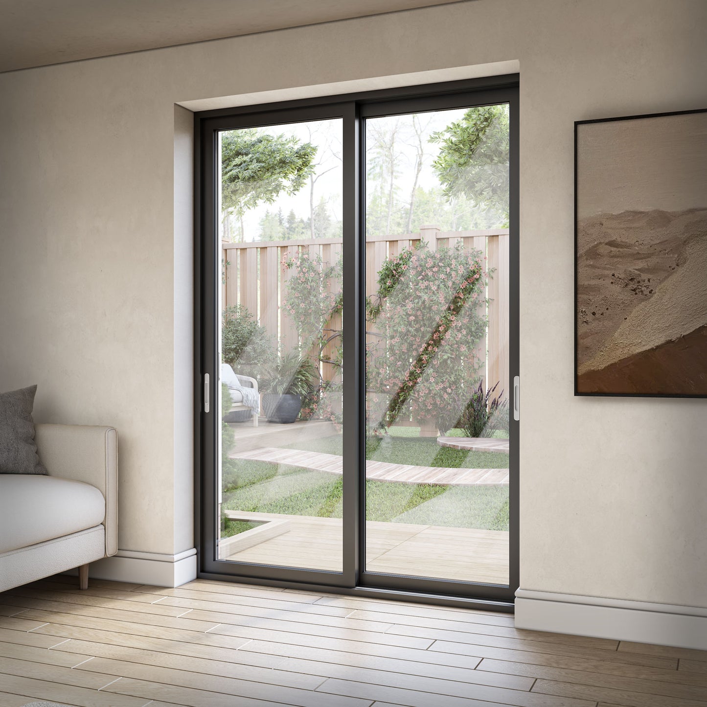 Matt Black Aluminium Clear Glass External Sliding Patio Door (122103)