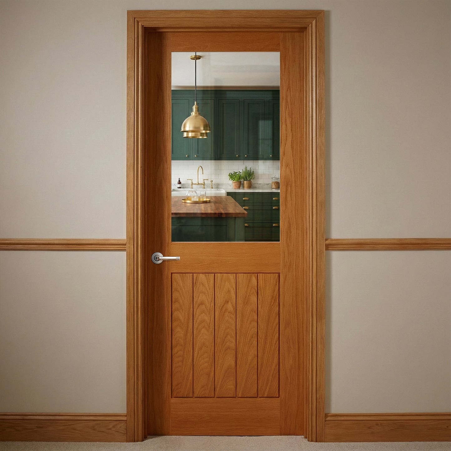 Internal Oak Fully Finished Farley 1/2L Clear Glass Door (PFIOFARG1/2L) (FSC Mixed)