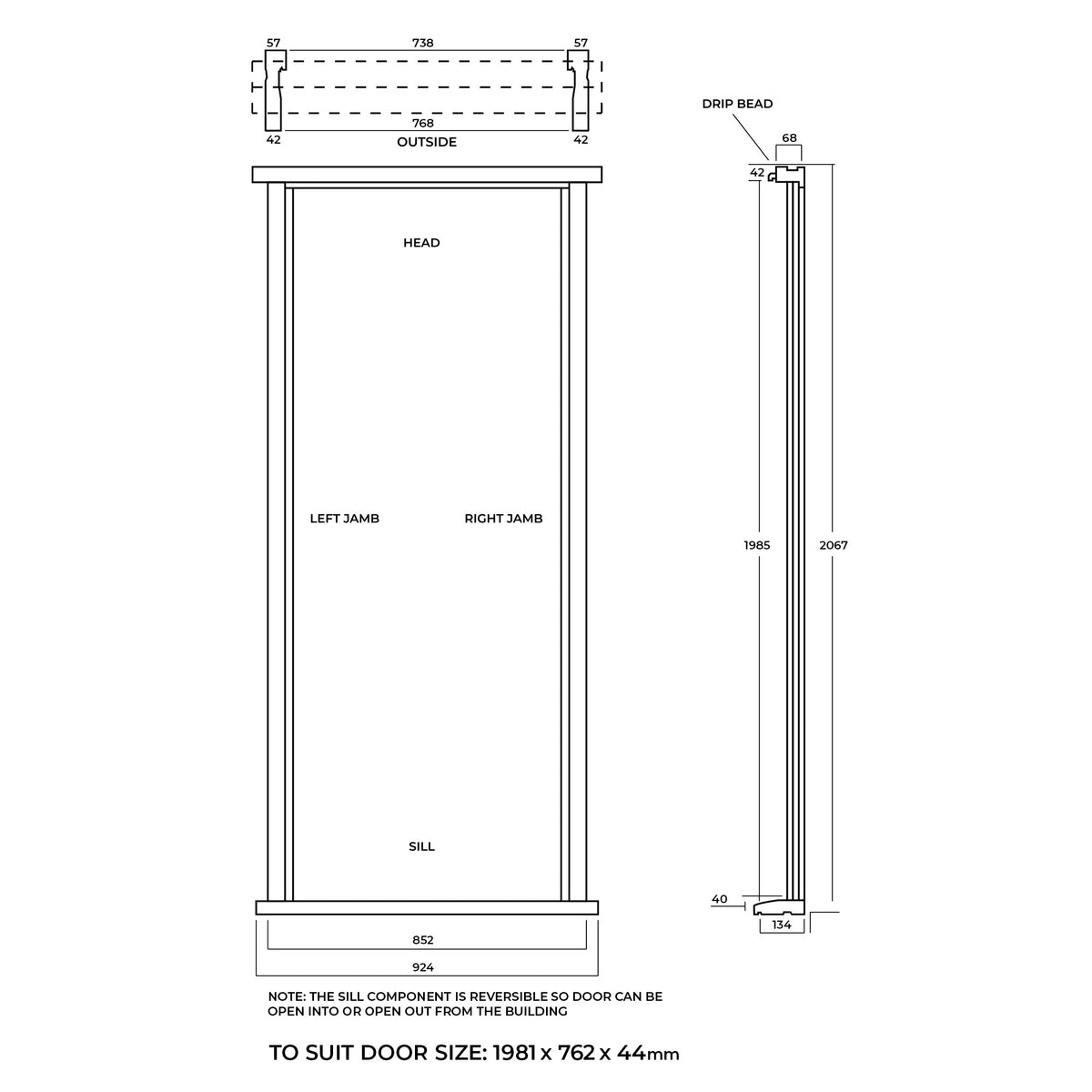 Hardwood External Unfinished Timber Door Frame and Cill