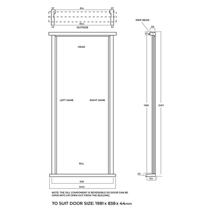 Hardwood External Unfinished Timber Door Frame and Cill