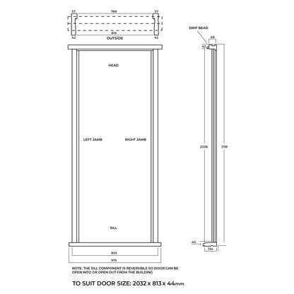 Oak External Unfinished Timber Door Frame and Cill