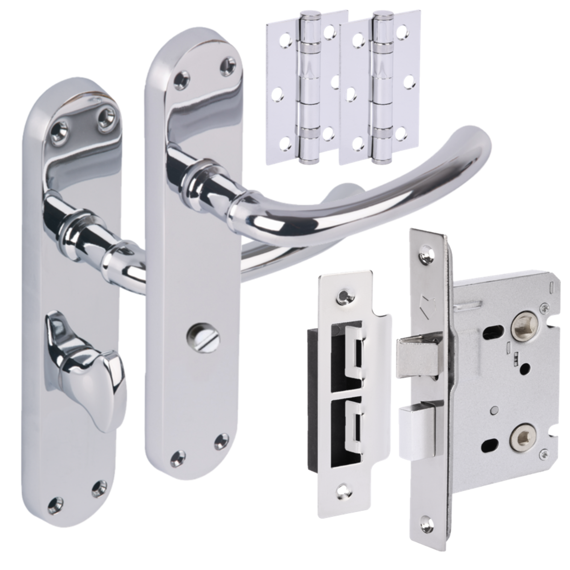 Leader Avis Lever on Backplate Bathroom Handle Set - Polished Chrome