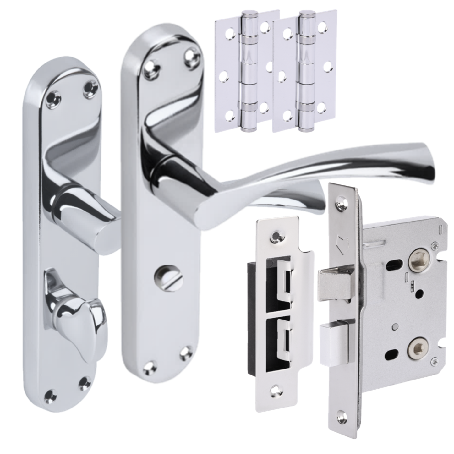 Lobo Lever on Backplate Bathroom Handle Set - Polished Chrome (H2905PCP)