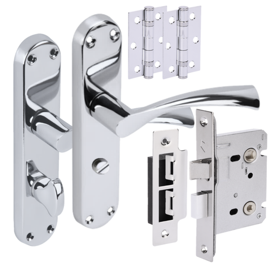 Lobo Lever on Backplate Bathroom Handle Set - Polished Chrome (H2905PCP)