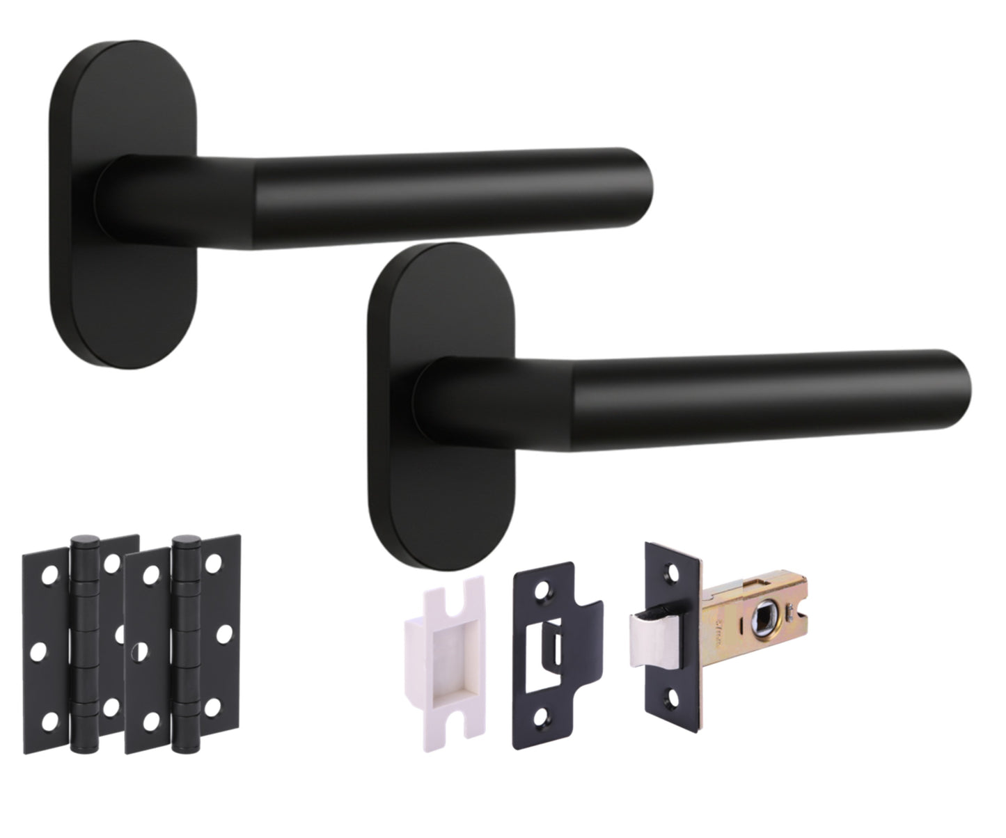 Studio Industrial Mitred Lever Door Handle Set 35mm Latch - Black Matt (H2925BM)