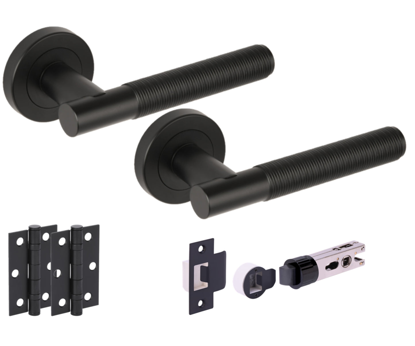 Halo Round Rose Lever Door Handle Set - Black Matt (H2879BM)