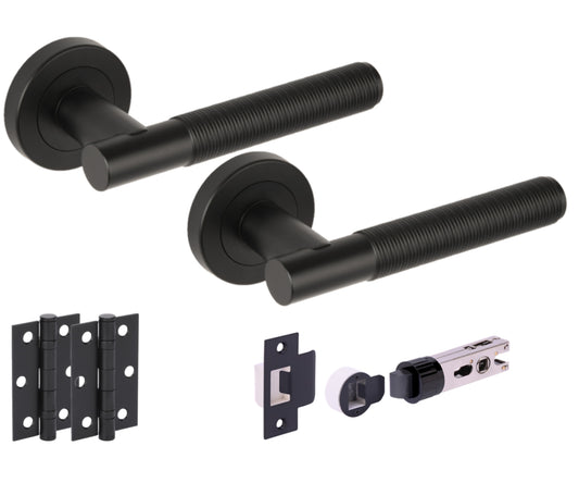 Halo Round Rose Lever Door Handle Set - Black Matt (H2879BM)