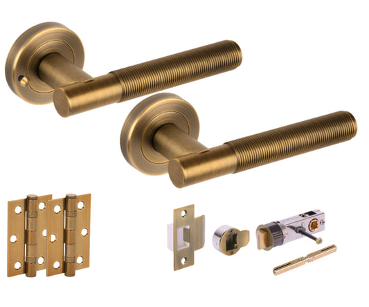 Halo Round Rose Privacy Lever Door Handle Set - Matt Bronze (H2880MBR)