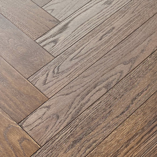 Dark Oak - Herringbone 18mm Brushed and Oiled Solid Real Wood Flooring (LIBSOHB18x90DAR)