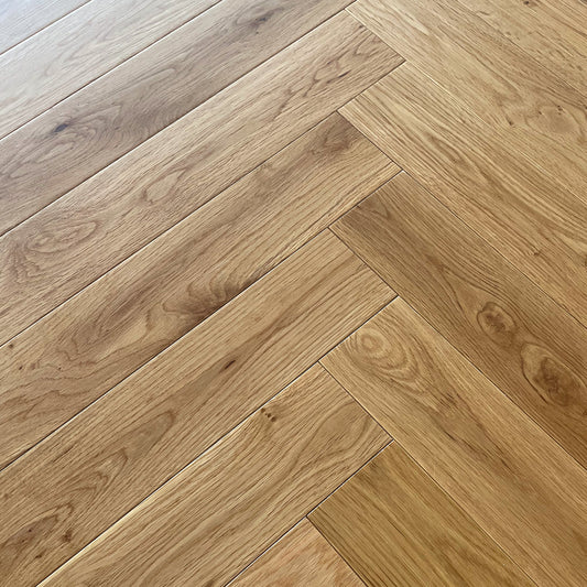 Natural Oak - Herringbone 14mm UV Lacquered Engineered Real Wood Flooring (LIBHB18x125NAT)