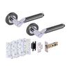 Hydrus Internal Lever Fire Door Handle Set - Polished Chrome and Black Nickel