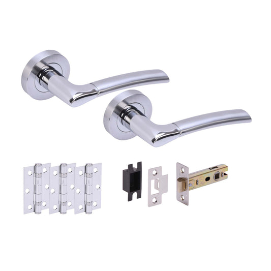 Premium Falcon Lever On Round Rose Handle Set - Two-Tone Chrome (46323)