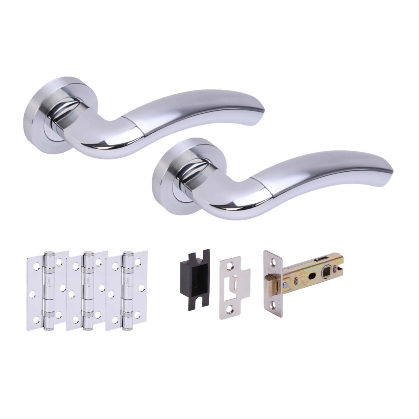 Premium Jade Lever On Round Rose Handle Set - Two-Tone Chrome