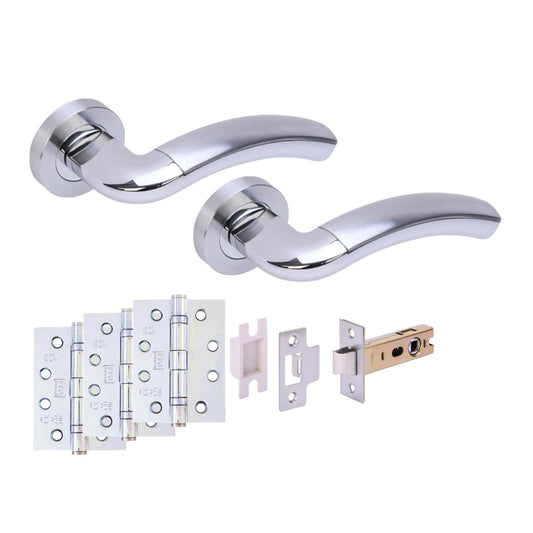 Corax Internal Lever Fire Door Handle Set - Polished and Satin Chrome