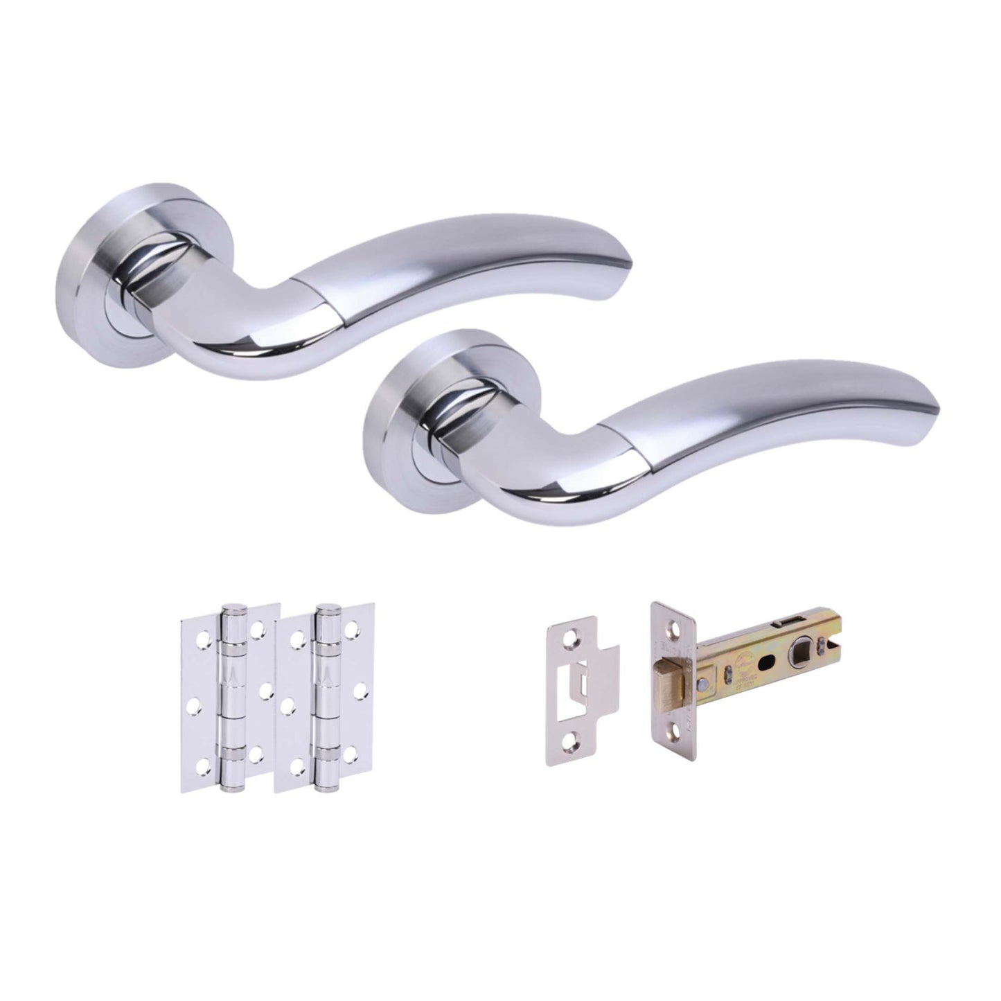 Premium Jade Lever On Round Rose Handle Set - Two-Tone Chrome