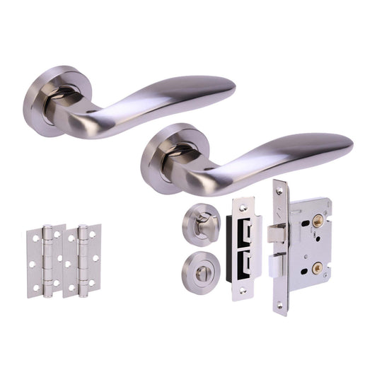 Lagus Privacy Internal Lever Door Handle Set - Polished and Satin Nickel