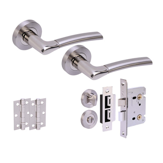 Ursa Privacy Internal Lever Door Handle Set - Polished and Satin Nickel
