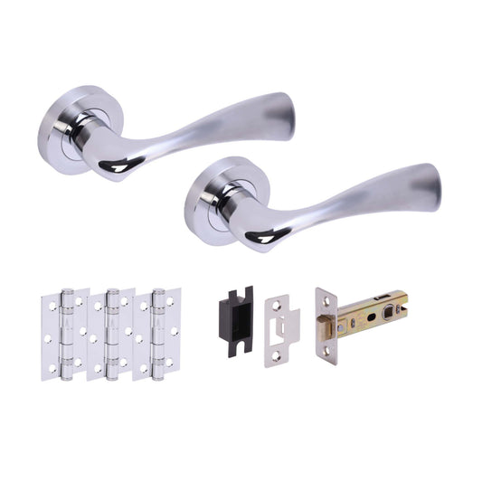 Premium Truro Lever On Round Rose Handle Set - Two-Tone Chrome