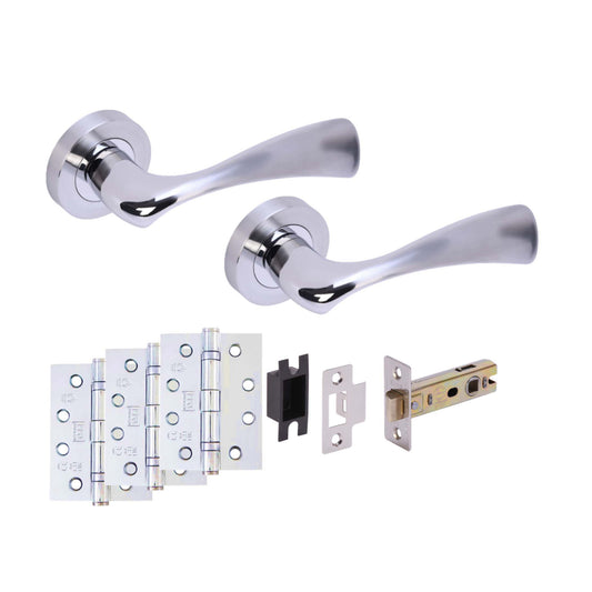 Volans Internal Lever Fire Door Handle Set - Polished and Satin Chrome