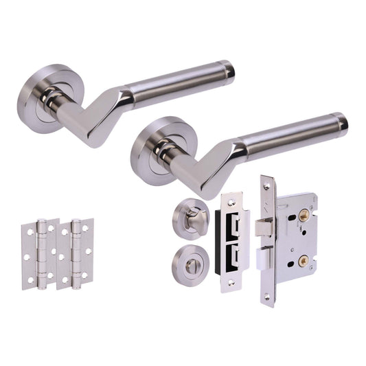 Tucana Privacy Internal Lever Door Handle Set - Polished and Satin Nickel