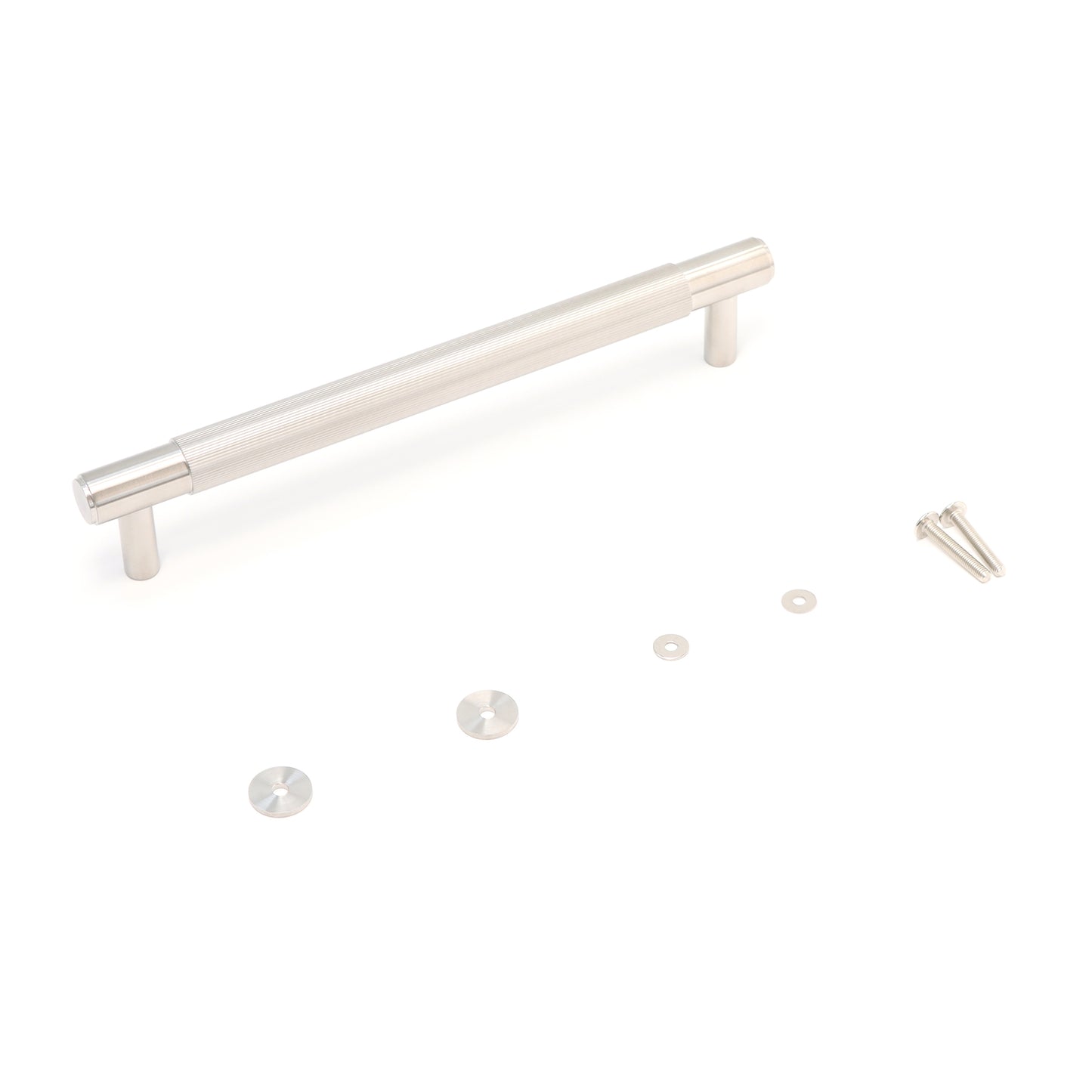 Fluted Medium Round T-Bar Pull Handle - Satin Stainless Steel