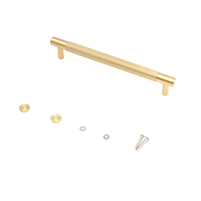 Fluted Medium Round T-Bar Pull Handle - Satin Gold (123427)