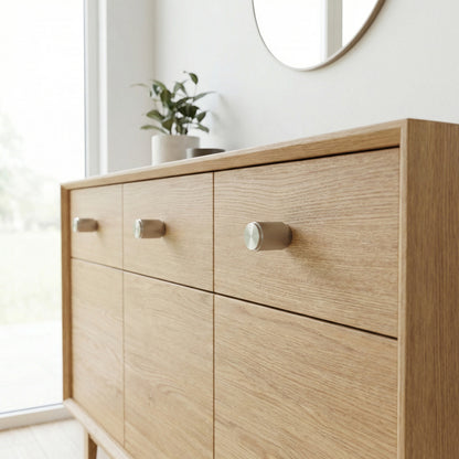 Fluted Small Round Cabinet Door Knob - Satin Stainless Steel (123451)