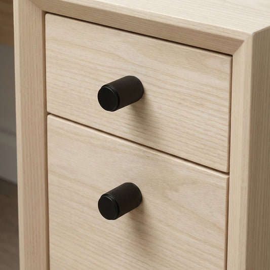 Fluted Small Round Cabinet Door Knob - Matt Black (123453)