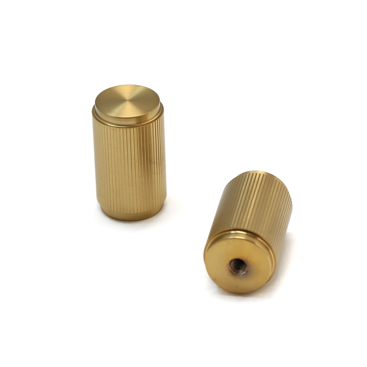 Fluted Large Round Cabinet Door Knob - Satin Gold