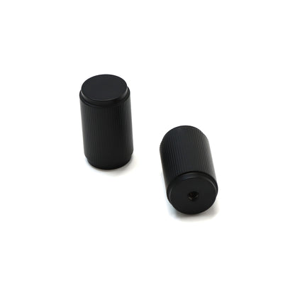 Fluted Large Round Cabinet Door Knob - Matt Black