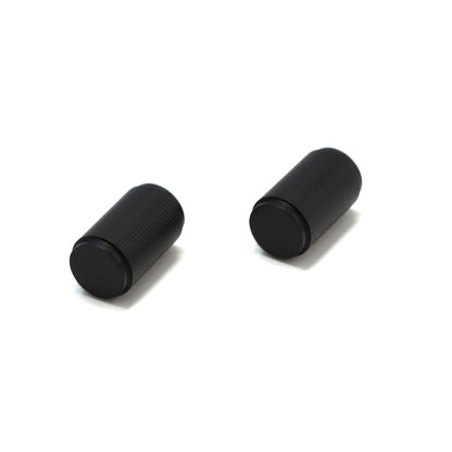 Fluted Large Round Cabinet Door Knob - Matt Black
