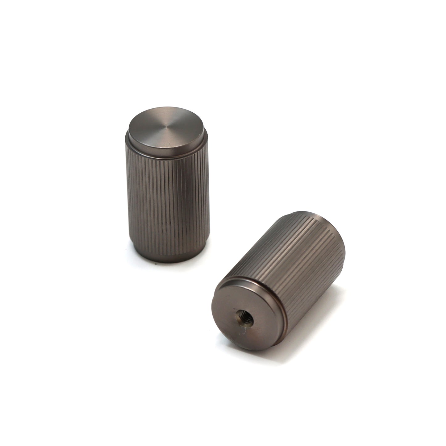 Fluted Large Round Cabinet Door Knob - Gun Metal