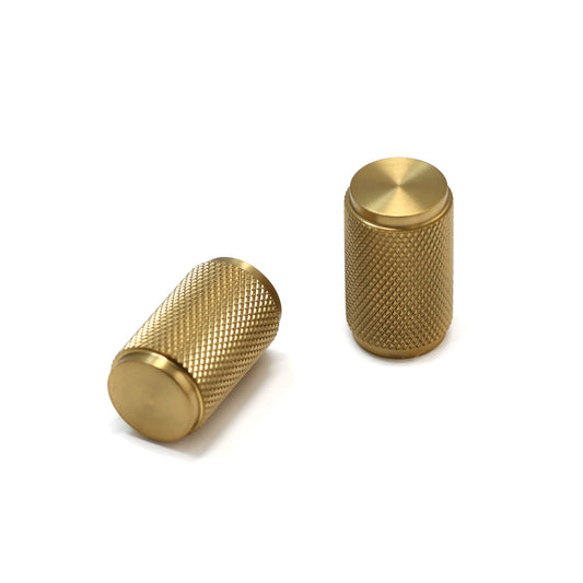 Knurled Large Round Cabinet Door Knob - Satin Gold