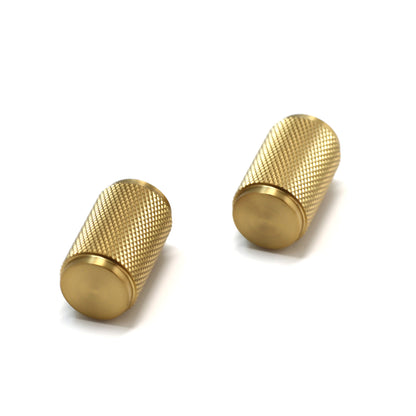 Knurled Large Round Cabinet Door Knob - Satin Gold