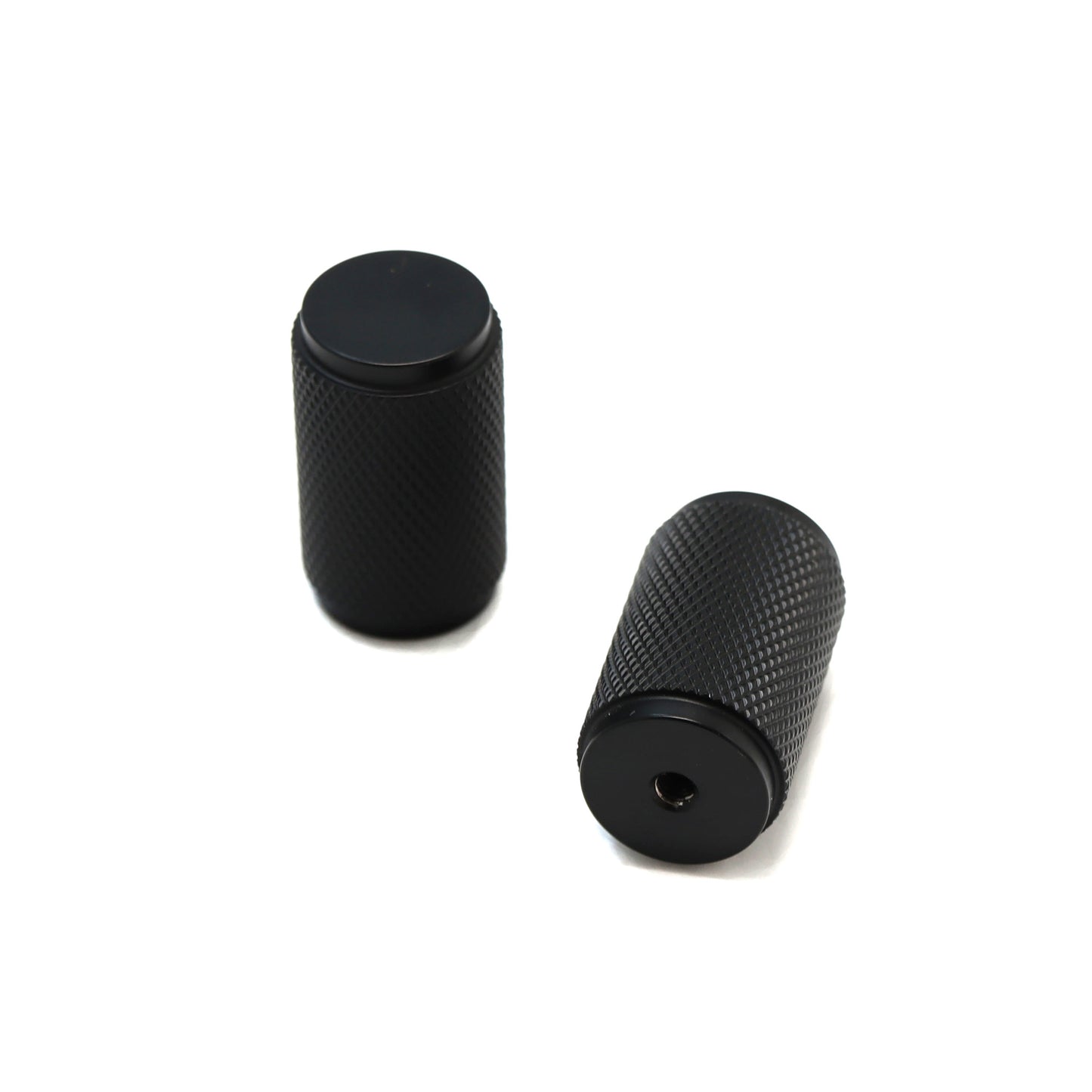 Knurled Large Round Cabinet Door Knob - Matt Black (123438)