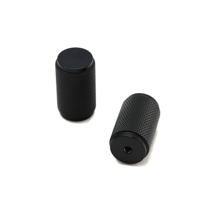 Knurled Large Round Cabinet Door Knob - Matt Black (123438)