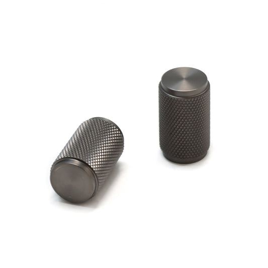 Knurled Large Round Cabinet Door Knob - Gun Metal