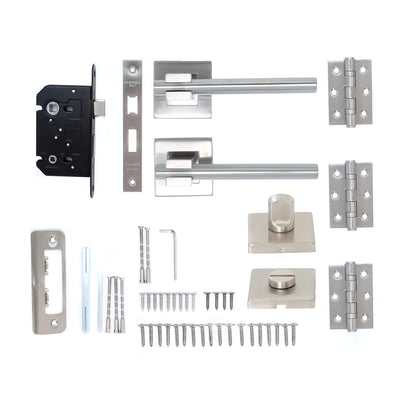 Superior Phobos Lever on Square Rose Bathroom Handle Set - Satin Stainless Steel