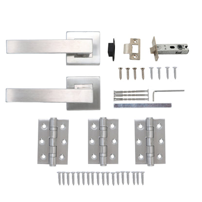 Superior Callisto Lever on Square Rose Handle Set - Satin Stainless Steel