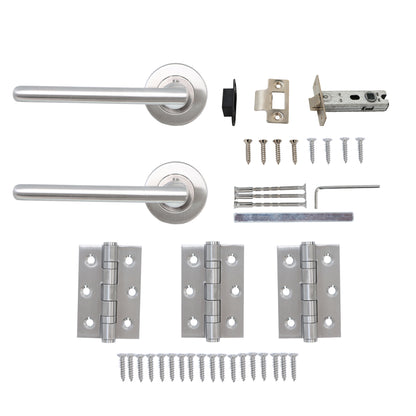 Superior Luna Lever on Round Rose Handle Set - Satin Stainless Steel